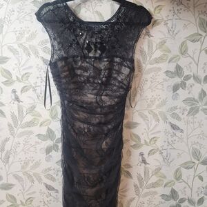 Bebe Black and Cream Lace Dress